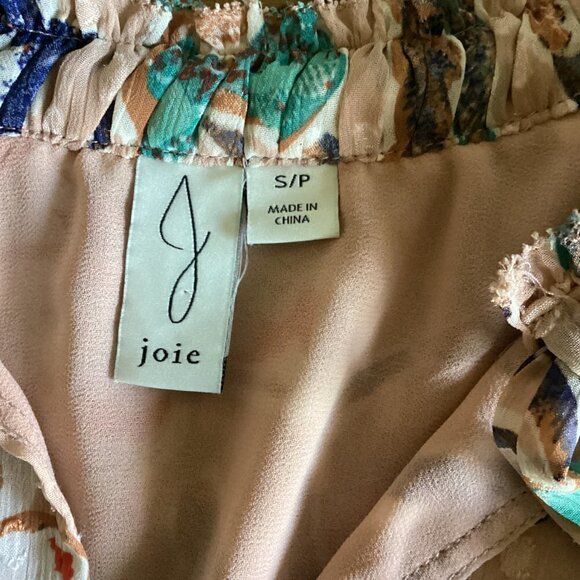 JOIE Polka Dot Tie-Neck Floral & Swiss Dot Blouse Sz S #69P - Picture 9 of 11